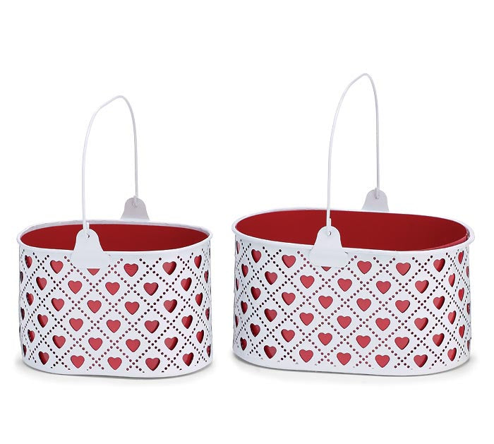 Valentine's Day - TIN NESTED HEART BASKETS - SET OF 2-0