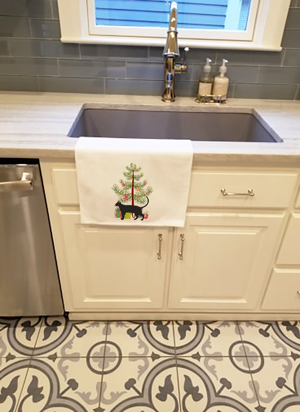Pantherette Cat Christmas Kitchen Towel Set of 2