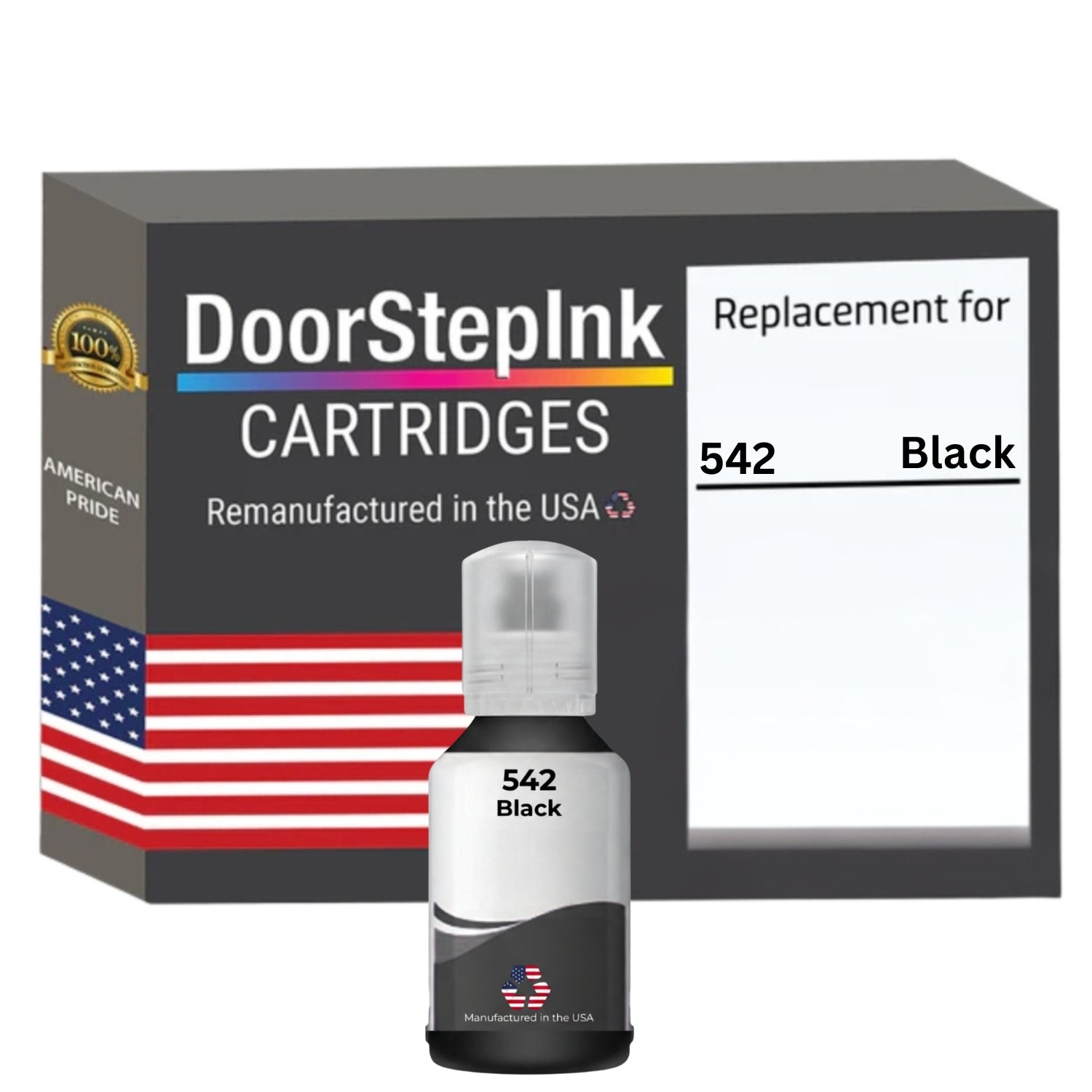 DoorStepInk Brand Replacement For Epson 542 (T542120-S) 130 ml Black Ultra High Yield Ink Bottle Made in the USA, T542120-S